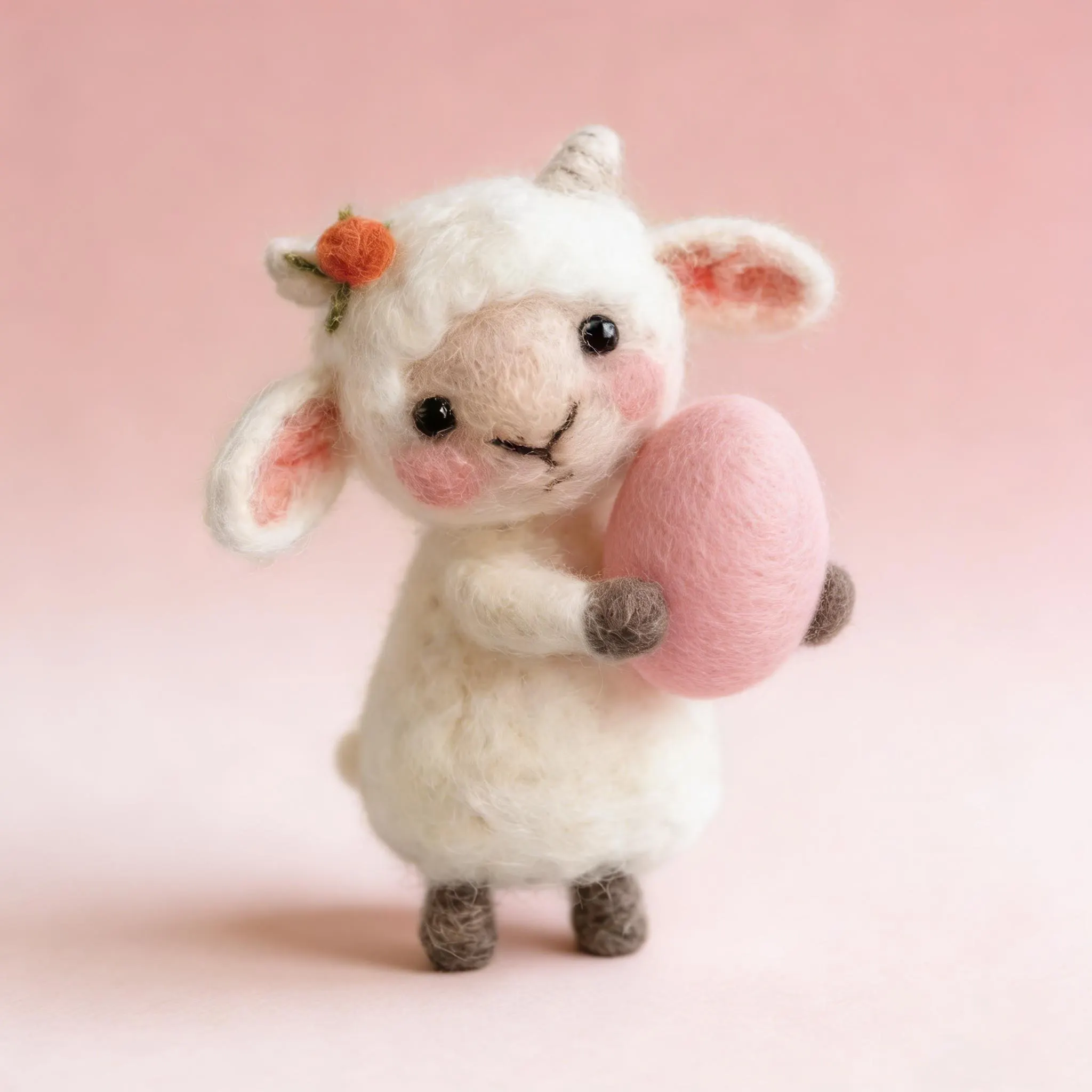 Personalised Wool Lamb Hugging Eggs, Handmade Wool  Spring Home Decor, Cute Tabletop Ornament